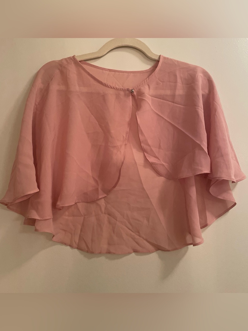 Sheer Blush Pink Shawl with Rhinestone Front Closure